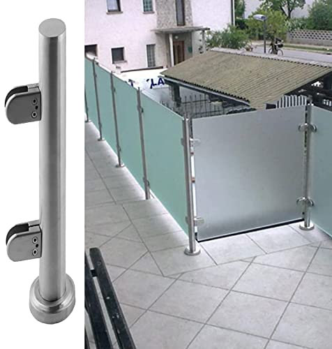 Corrimano per scale in vetro per uso interno ed esterno, palo terminale argentato, altezza 60 cm, perfetto per balcone, patio, giardino, decorazione commerciale, 85/90/95/105 cm