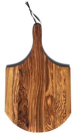 Tabla de cortar para cocina, pizza, verduras, pan de madera de olivo natural, artesanal, hecha a mano, fabricada en Italia, aprox. 50 cm x 30,5 cm x 0,8 cm