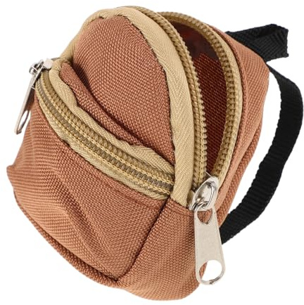 Gatuida Mini Puppenrucksack für Niedlicher Doll Dress Up Rucksack mit Reißverschluss Vielseitiges Puppenzubehör in Hellbraun für Rollenspiele und Puppenmode