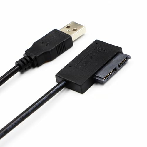 Hsupez Cable USB a SATA, SATA II Slimline de 13 pines, 7 + 6 pines, USB 2.0, 35 cm, adaptador de cable SATA Slimline para CD/DVD-ROM, portátil, SSD y HDD