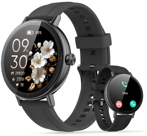 Smartwatch Donna, 1.27HD Orologio Smartwatch con Chiamata Bluetooth, 2026 Orologio Contapassi con Sonno/Cardiofrequenzimetro, 100+ Sportive Fitness Watch, IP68 Smart Watch per Android iOS, Nero