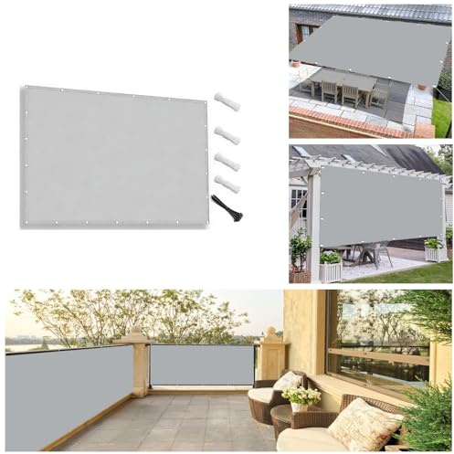 AUWUUA Toldo Parasol Rectangular 2x5.2M Impermeable Lona de Sombra Rectangular, Sin Perforaciones, para Barandilla Patio Aire Libre Piscina Jardín Terraza, Gris Claro