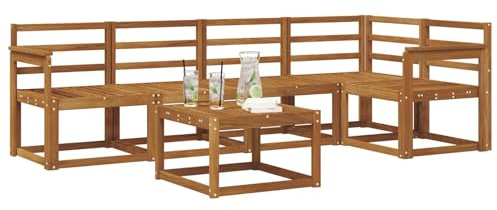 vidaXL Sofa Set 6 pcs Natur Massivholz Akazie, Cooles Garten-Sofa, modernes Outdoor-Eckmöbel, langlebige Terrassen-Sitzgelegenheit, gemütliches Lounge-Set für die Terrasse