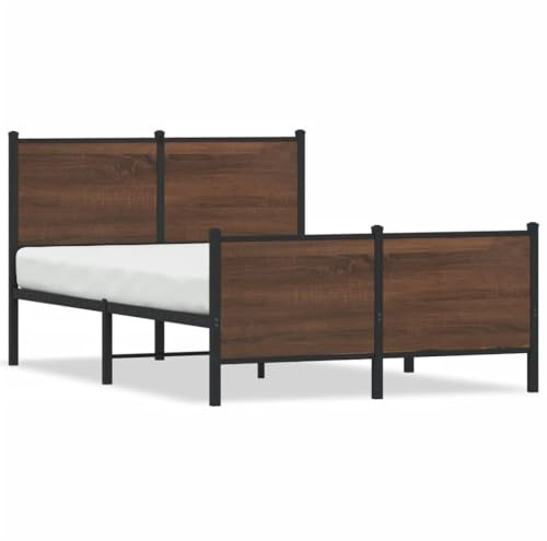 Mhdvray Metallbett Braun Eichen-Optik 120x190 cm mit Lattenrost und Stauraum, Robustes Bettgestell für Jugend- und Gästezimmer, Modernes Design für Schlafzimmer und Gästebett
