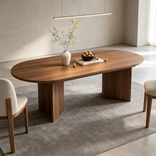 Calivra Mesa de comedor extensible, 120/160 x 80 cm, mesa de comedor extensible para 4-6 personas, mesa de cocina rectangular con esquinas redondeadas y tablero de 18 mm (nogal, 120/160 x 80 cm)