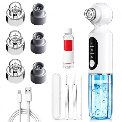 Aspirateur Point Noir, HOVCEH 4 Modes Extracteur Point Noir, Aspirateur Point Visage, Machine Point Noir Visage avec 6 Sondes, 3 Tire Comedon et Réservoir D'eau Visibl-e pour Nettoyage du Visag-e