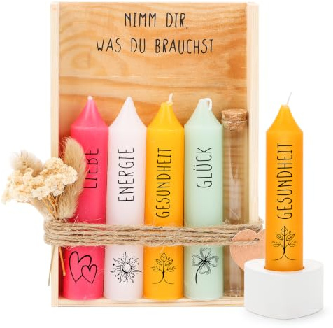 Kerzenset mit Kerzenständer, Geschenke für Frauen, Geschenke für Frauen | Hochzeitsgeschenk - Kerzenset mit Kerzenständer,Geburtstag Kerzen Deko Holzkiste für Mama Freundin Schwester Kollegin
