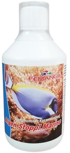 Femanga Algen Stopp! Marine 500 ml – Natürlicher Algenvernichter für Meerwasser-Aquarien – Sicher für Korallen & Wirbellose – Gegen Fadenalgen – Reichweite 2.000 Liter