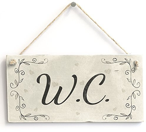 W.C. - Handmade Shabby Chic Wood Door Sign/Plaque for WC Toilet or Cloakroom
