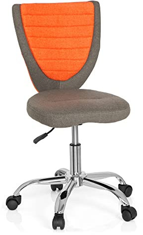 hjh OFFICE 670620 Kinder-Schreibtischstuhl KIDDY Comfort Jugend Bürostuhl höhenverstellbar, Filz-Bezug Grau/Orange