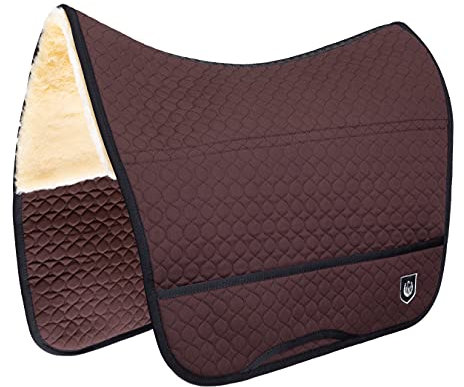 Werner Christ Lammfell Satteldecke Champ Fellsattel Iberica Plus – Schabracke mit Sitzbereich aus echtem Lammfell, Sattelunterlage dämpfend, wärmend in braun, Gr.: Pony