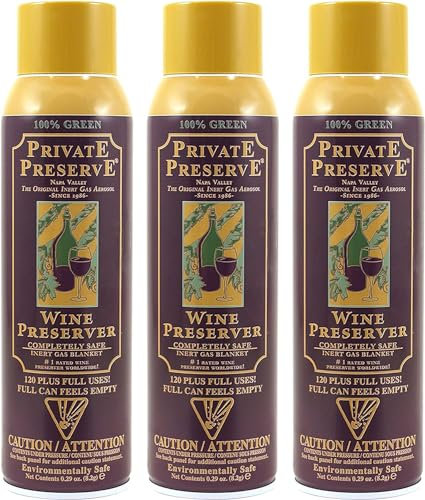 Private Preserve Système de conservation du vin | 100 % à base de gaz vert | Convient pour tous les vins, ports, sakés, cognac, whisky, huile fine et vinaigre (lot de 3)