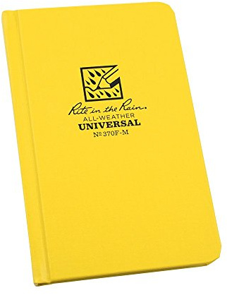 Rite in the Rain Weatherproof Hard Cover Notebook, 4.25 x 6.75, Yellow Cover, Universal Pattern (No. 370F-M)