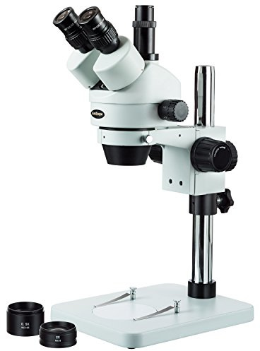 AmScope 3.5X-90X Zoom Trinocular Stereo Microscope with Table Pillar Stand