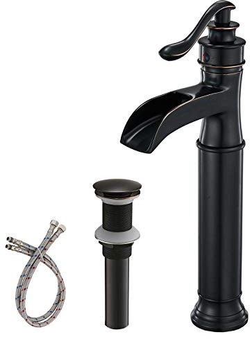 BWE Caño cascada bronce aceitado manija un solo agujero grifo del fregadero del baño Grifo del lavabo ORB Grifos del inodoro Montaje en cubierta Cuerpo superior Comercial