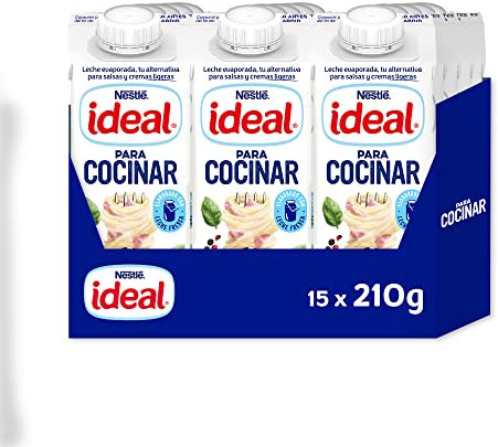 Nestlé Ideal - Leche evaporada semidesnatada - Caja de leche evaporada 15 x 200 ml (210 g)