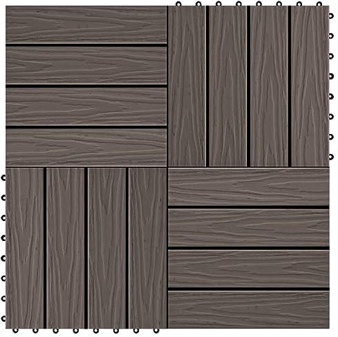 vidaXL 11x Terrassenfliesen WPC 30x30cm 1qm Dunkelbraun Fliese Holzfliesen
