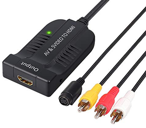 eSynic AV CVBS S-Vidéo vers HDMI Convertisseur Composite 3RCA vers HDMI Prise en Charge 1080P avec Câble Micro pour HDTV DVD