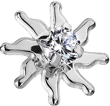 Piercingfaktor Aufsatz für Dermal Anchor Piercing Hautanker Implantat Skin Diver Strass Tribal Sonne Kristall Silber