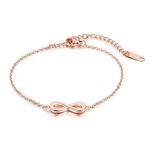 Kim Johanson Edelstahl Damen Fußkettchen *22 Styles* in Roségold mit einem starken Karabinerverschluss inkl. Schmuckbeutel (Infinity)