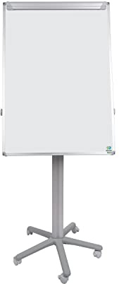 Bi-Office Earth mobiles Flipchart, 70 x 100 cm, Lackierte, trocken abwischbare Stahloberfläche, magnethaftend, Aluminiumrahmen, Grau