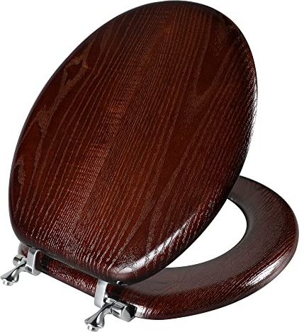 Angel Shield WC-Sitz, langlebig, Holzfurnier, natürliches Holz, Scharnier, leicht zu reinigen, kratzfest, amerikanischer Standard Round Schwarzes Holz