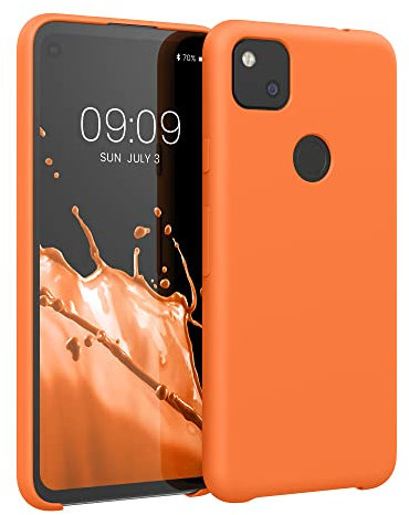 kwmobile Hülle kompatibel mit Google Pixel 4a Hülle - Silikon Handy Case - Handyhülle weiche Oberfläche - kabelloses Laden - Fruity Orange