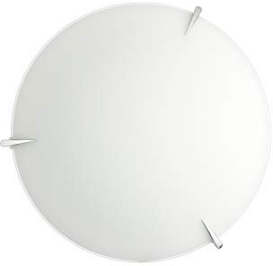 ONLI NLI Plafón de cristal blanco satinado con ganchos cromados. Diámetro 30 cm, pequeño
