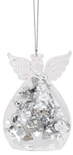 Battery Light Up Christmas Angel Glass Ornament | Silver | Glass Hanging Decoration | One is Selected at Random | Gift Box | GB00296