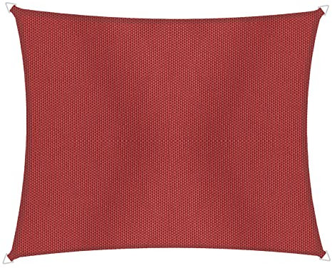 Windhager Sonnensegel Cannes Rechteck 3 x 4 m, Sonnenschutz für Garten & Terrasse, UV- und witterungsbeständig, rot, 10778