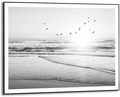 REINDERS Gerahmtes Bild, Sonnenuntergang, Schlafzimmer, Bilder, Wanddeko, Room Decor, MDF, Schwarz-Weiß, 50x70cm