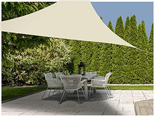 Sonnensegel 3 x 3 m mit UV 50+ Schutz - Dreieck/Natur - Sonnenschutz Segel inklusive Befestigungsseilen - Sonnen Tuch Sichtschutz Schattentuch Sonnendach wetterfest für Garten Balkon und Terrasse