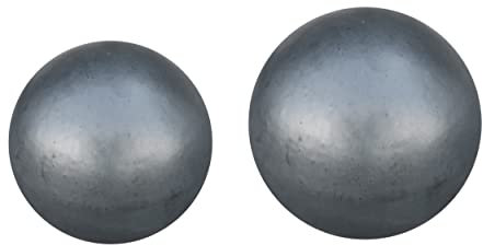 Teramico 2er Set Gartenkugeln Dekokugeln Anthrazit glasiert 12cm und 16cm aus Stein -absolut frostfest- Handarbeit