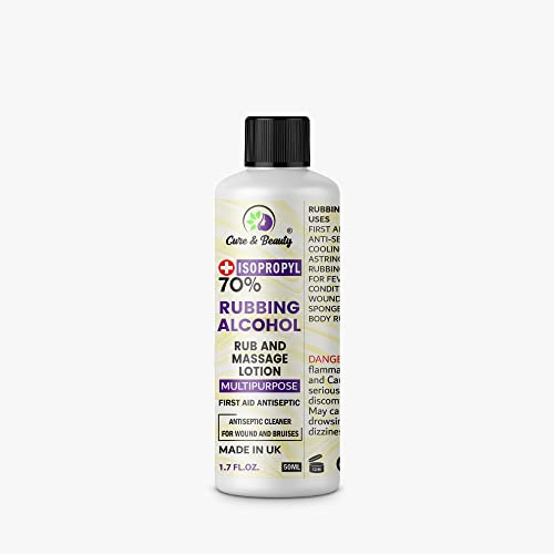 AFRO Cure & Beauty Isopropyl 70% IPA Rubbing Alcohol First Aid Antiseptic Cleanser & Cleaning (50ML WITH CAP)