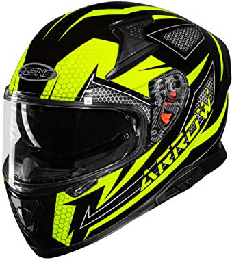 OZONE MOTO Arrow Casco de Moto | Amplio Ángulo de Visión | 2 Tamaños EPS | Numerosos Canales de Ventilación | Visera Parasol | Visera antiniebla