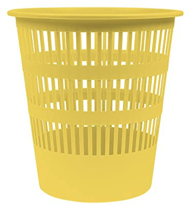 DONAU D307-11 - Cestino per la carta straccia, 12 litri, colore giallo pastello, in plastica, per ufficio, cucina, stabile, prodotto ecologico in PP, resistente agli strappi, confezione da 1