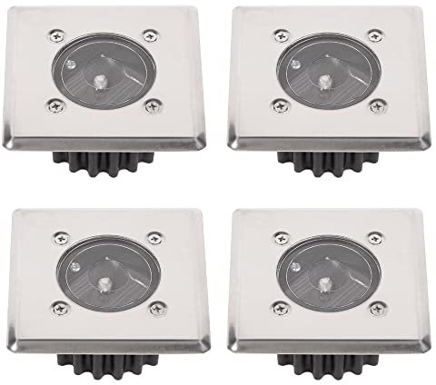 H4L 4x LED Solarleuchte Bodeneinbaustrahler 85x85mm eckig 4er Set Solarlampe Einbaustrahler Bodeneinbauleuchte trittfest