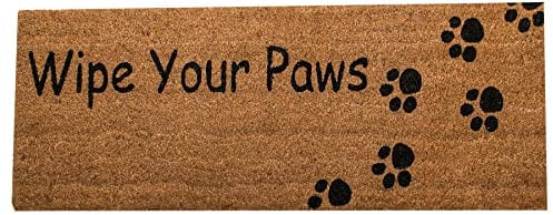 100% Natural Coir Door Mat 125 x 40cm Indoor Outdoor Non-Slip Backing Long Decorative Welcome Doormat for Hallway Foyer Dirt Trapper Large Entrance Runner [Wipe Your Paws]
