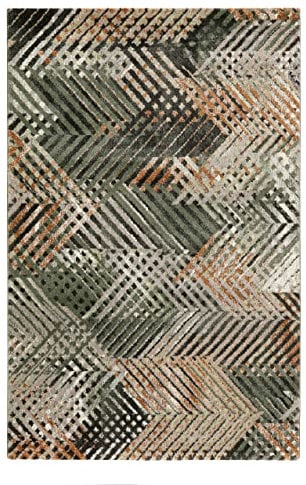 Wecon Home Moderner Esprit Kurzflor Teppich für Wohnzimmer, Schlafzimmer und Kinderzimmer - Vario (120 x 170 cm, grün grau braun)