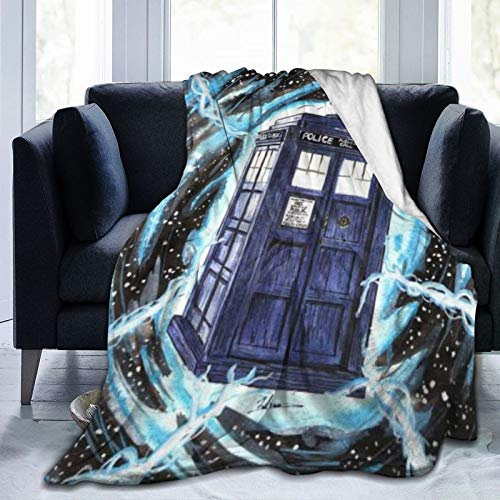 YINGD Tardis Home bedruckte Flanelldecke, weich und bequem, Überwurfdecke, warm, Anti-Pilling-Bettdecke für Sofa, Couch, Schlafzimmer, 100 x 125 cm
