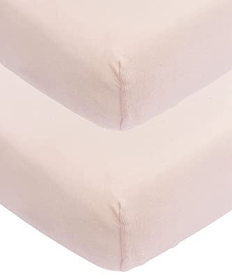 Meyco Baby Uni Spannbettlaken 2er Pack für die Babywiege (Bettlaken mit weicher Jersey-Qualität, aus 100% Baumwolle, perfekte Passform durch Rundum-Gummizug, Maße: 40 x 80 / 90cm), Soft Pink