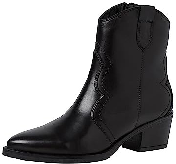 Tamaris Donna Absatzstiefelette Leder Blockabsatz Bequem, Black Leather, 37 EU