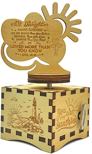 Micteney Spieluhr für Tochter, Geschenkideen von Mama, Holzhandwerk, Geschenke für Tochter, You are My Sunshine Daughter, Uhrwerk-Driven
