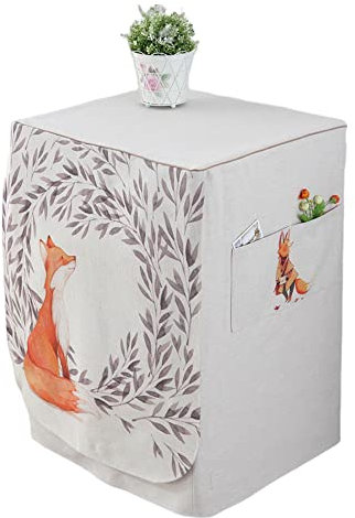 Odot Washer Dustproof Cover Front Load, Washing Machine Dryer Protector Sunscreen Waterproof Tumble Dryer Case Protective Cover for Most Front Loadi (the fox,60x60x83cm)
