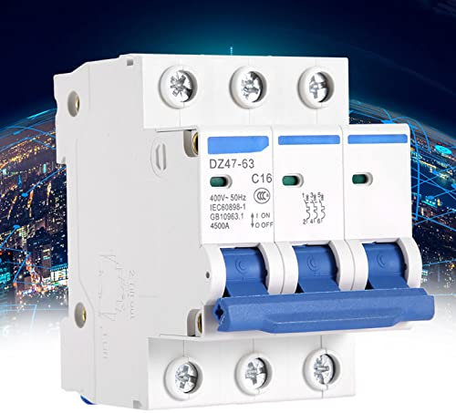 DZ47-63 Disjoncteur Commutateur D'air 3P 400VAC Disjoncteur Miniature AC Disjoncteur de sécurité Automatique Disjoncteur, Montage sur Rail DIN 35 Mm (16A)