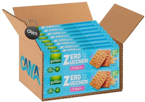 16X Gullon Fibra Zero Zuccheri Biscotti con Fibra Senza Olio di Palma 170g [CAIYA® BOX da 16 Confezioni]
