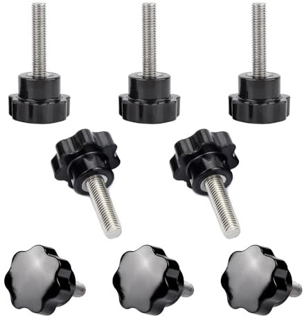M6 Sterngriff Schrauben, 8 Stück M6 x 40mm Rändelschraube mit Griff, Sternkopfschraube, Sternschraube Sterngriff, Mutter Außengewinde Klemmknopf, für Werkzeugmaschinen, Mechanische Geräte