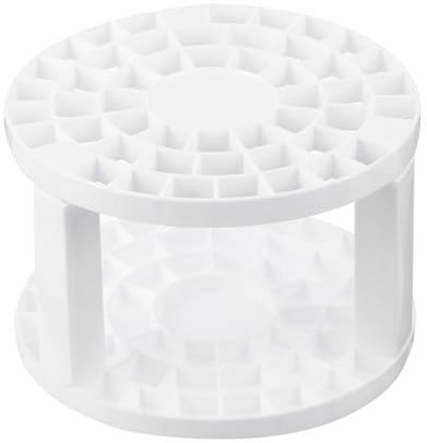 PATIKIL 1pz Portapennelli, Organizzatore di Plastica per Conservazione 49 Fori Pennelli, Supporto Rotondo per Scrivania da Artista e Matite per il Trucco, Bianco