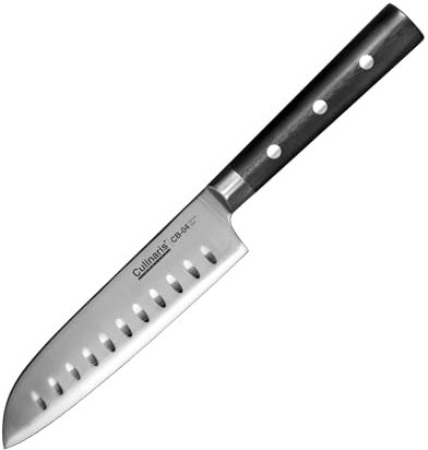 Culinaris Santokumesser Klein, Klingenlänge 13 cm aus hochwertigem Deutschen Edelstahl. Profi Kochmesser Küchenmesser mit dreifach genietetem ergonomischen Hartharz Griff