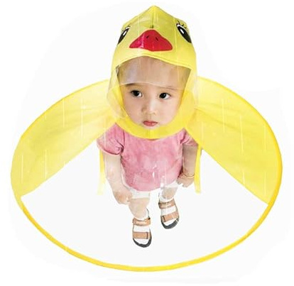 10AGIRL Kids Raincoat,Toddler Duck Raincoat and Umbrella Hat Waterproof UFO for Baby Girls and Boys (Yellow)